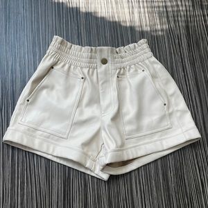 Cream Leather Shorts